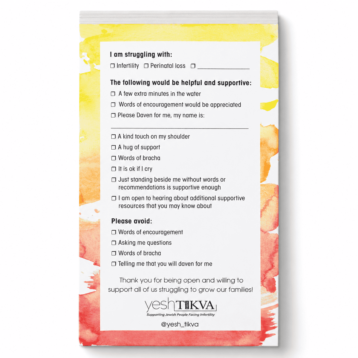 Mikvah Support Notepad for Infertility & Perinatal Loss - Image 3