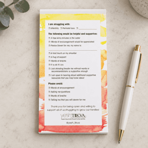 Mikvah Support Notepad for Infertility & Perinatal Loss